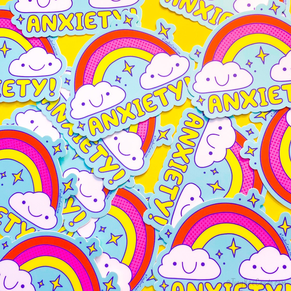 Anxiety! Rainbow Funny Mental Health Vinyl Sticker